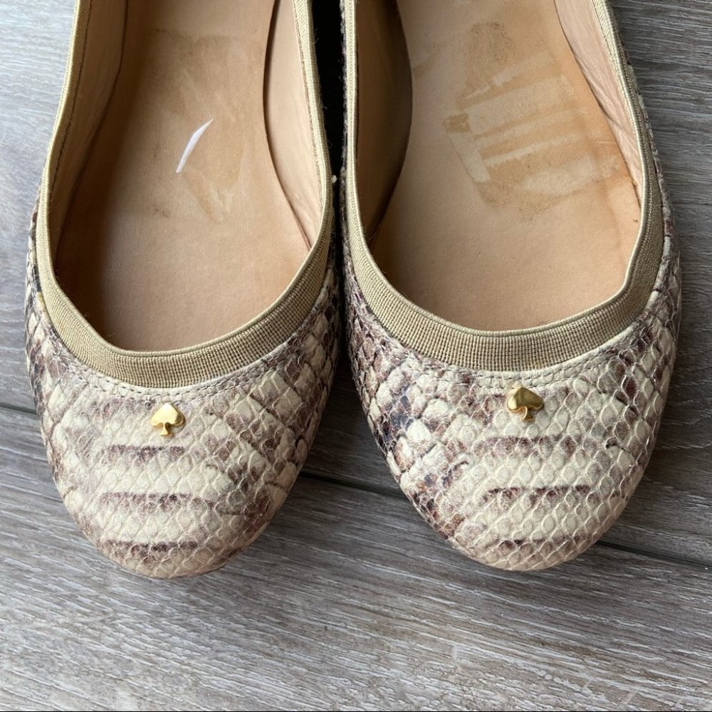 Kate Spade Snakeskin Leather Ballet Flats - Picture 2 of 12